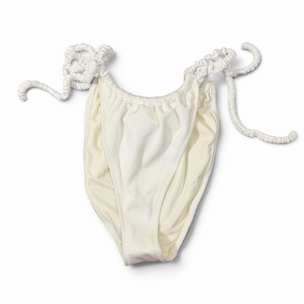 Aerie White Textured Scrunch Tie Side Bikini Cheekiest High Cut Size XL NWT